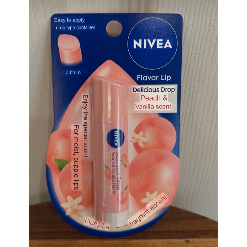 Japanese Skincare Kao Nivea Lip Delicious Drop Peach Vanilla Flavor Lip Balm